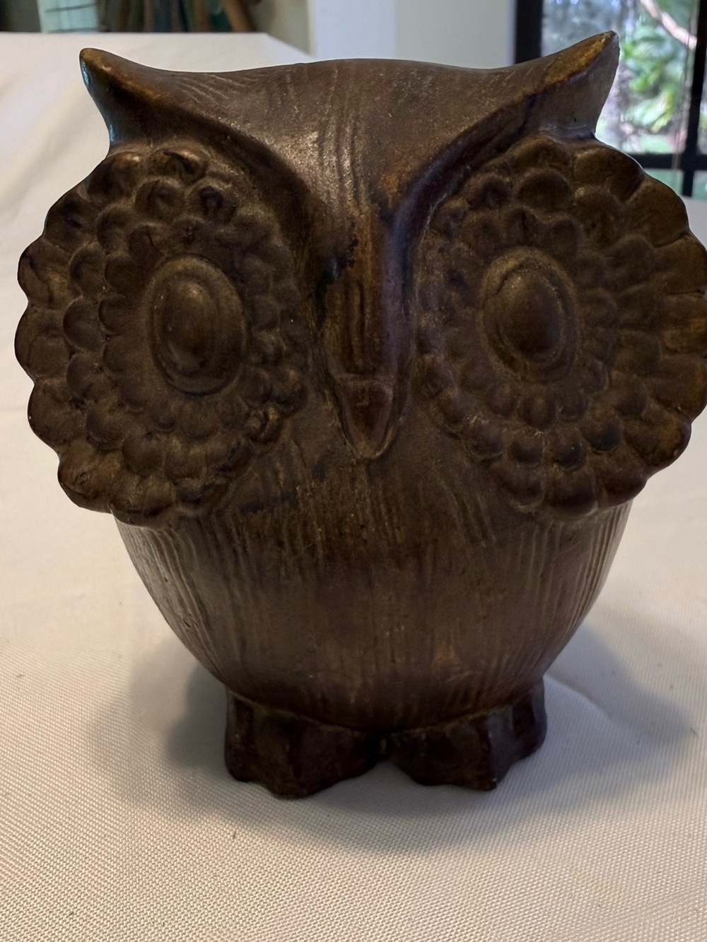 Mid Century BIG EYE OWL paper weight, book end, decor solid material, heavy